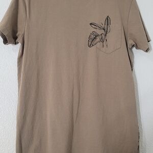 Men's Casual Tan Leaf Print T-Shirt